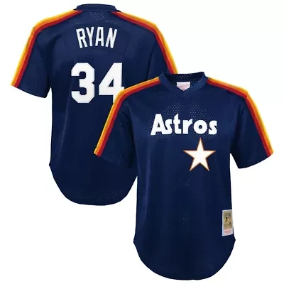 MLB Nolan Ryan Houston Astros Throwback Mesh Batting Practice Jersey