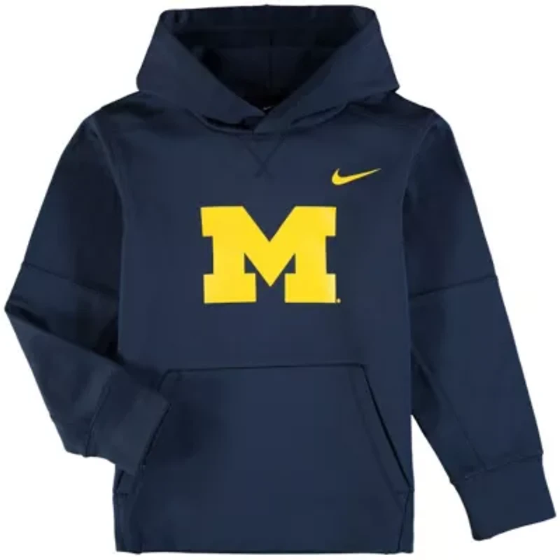 NCAA Nike Michigan Wolverines Logo KO Pullover Performance Hoodie