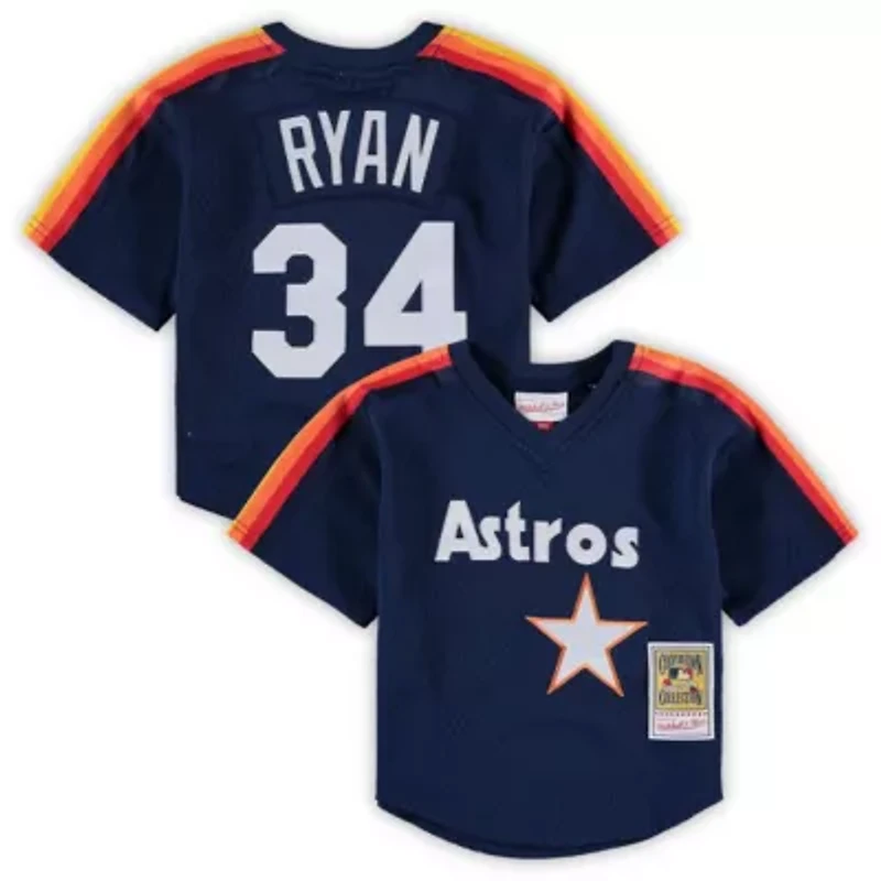 MLB Preschool & Nolan Ryan Houston Astros Cooperstown Collection Mesh Batting Practice Jersey