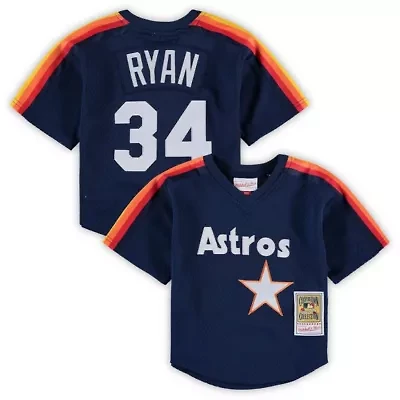 MLB Preschool & Nolan Ryan Houston Astros Cooperstown Collection Mesh Batting Practice Jersey
