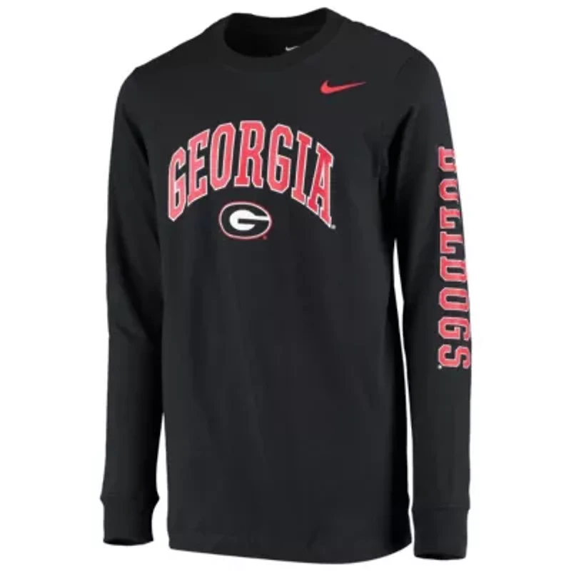 NCAA Nike Georgia Bulldogs Arch & Logo 2-Hit Long Sleeve T-Shirt