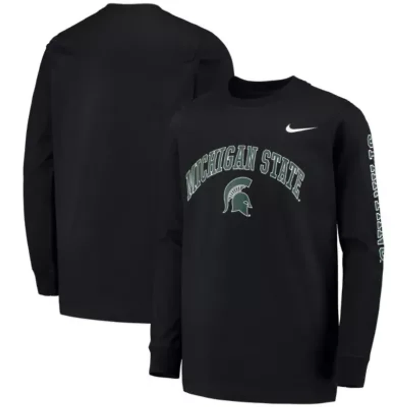 NCAA Nike Michigan State Spartans Arch & Logo 2-Hit Long Sleeve T-Shirt
