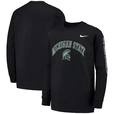 NCAA Nike Michigan State Spartans Arch & Logo 2-Hit Long Sleeve T-Shirt