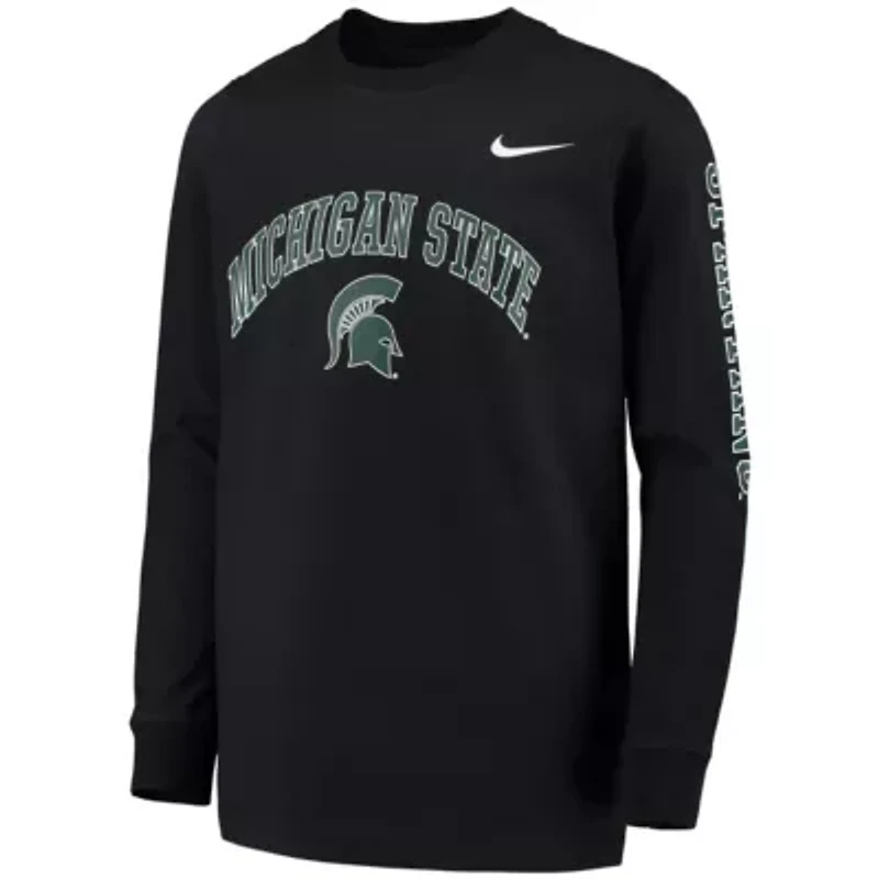 NCAA Nike Michigan State Spartans Arch & Logo 2-Hit Long Sleeve T-Shirt