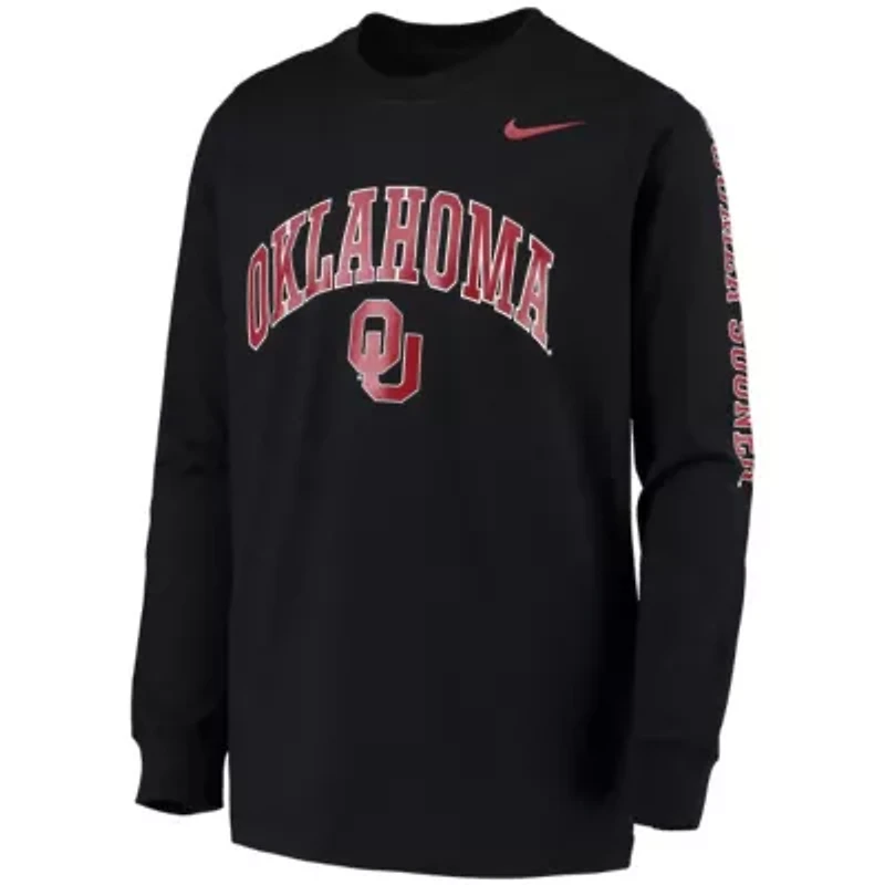 NCAA Nike Oklahoma Sooners Arch & Logo 2-Hit Long Sleeve T-Shirt