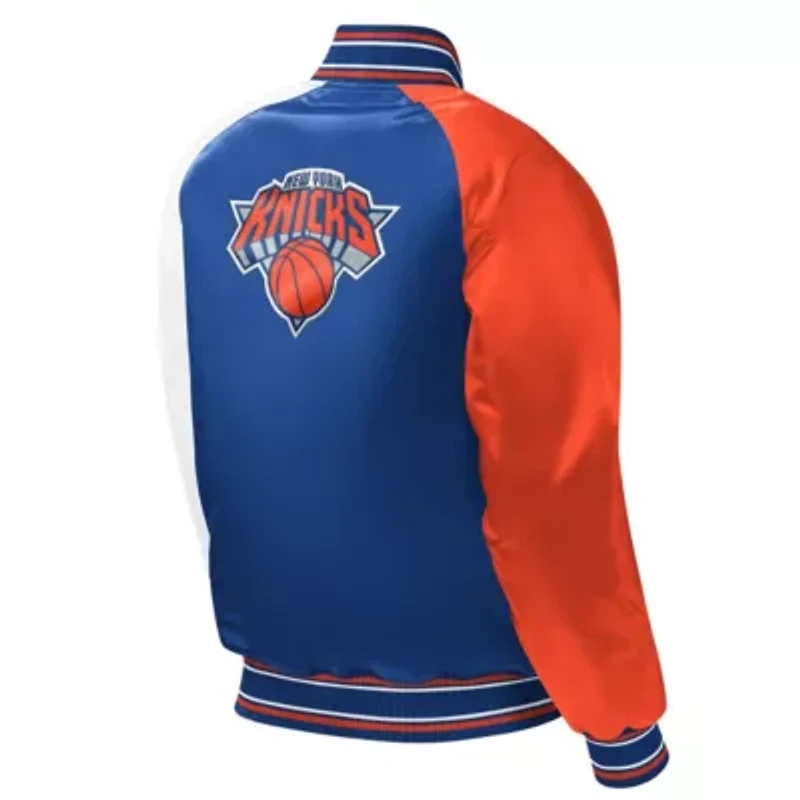 NBA New York Knicks Raglan Full-Snap Varsity Jacket