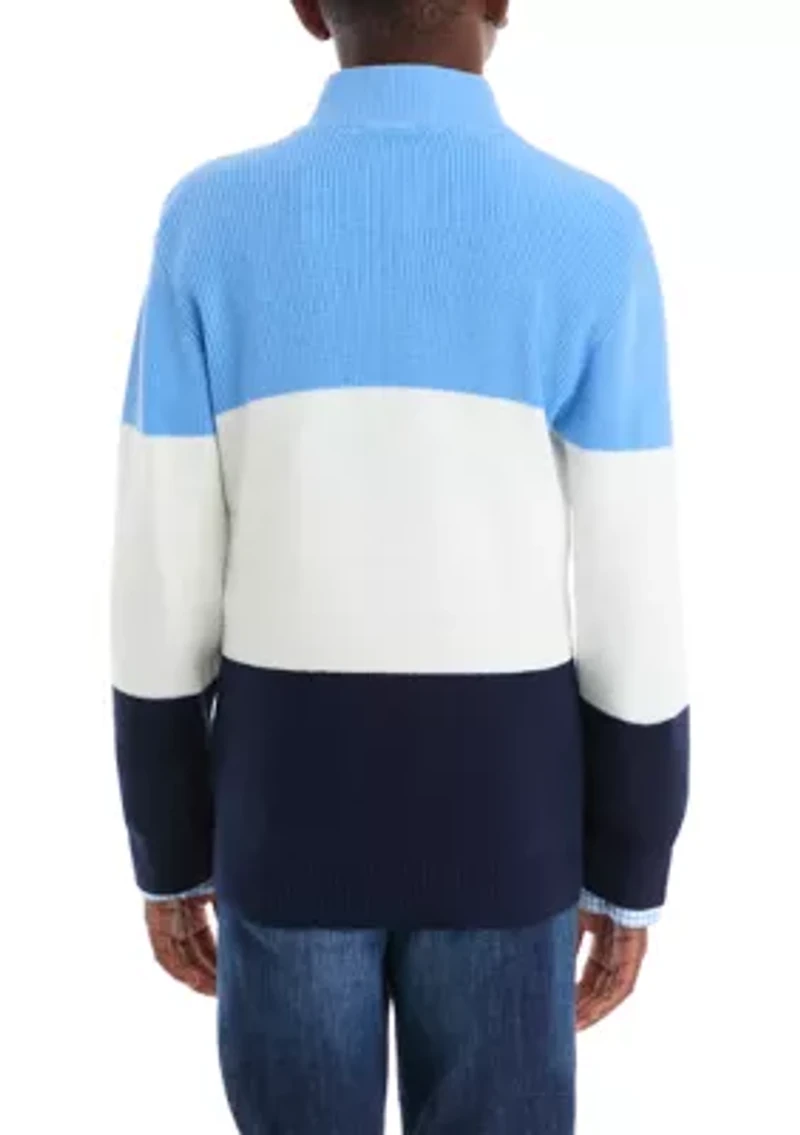 Boys 8-20 Color Block Zip Sweater