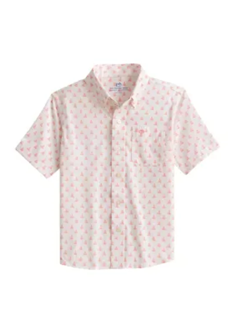 Boys 8-20 Floating Along Short Sleeve Sport Shirt