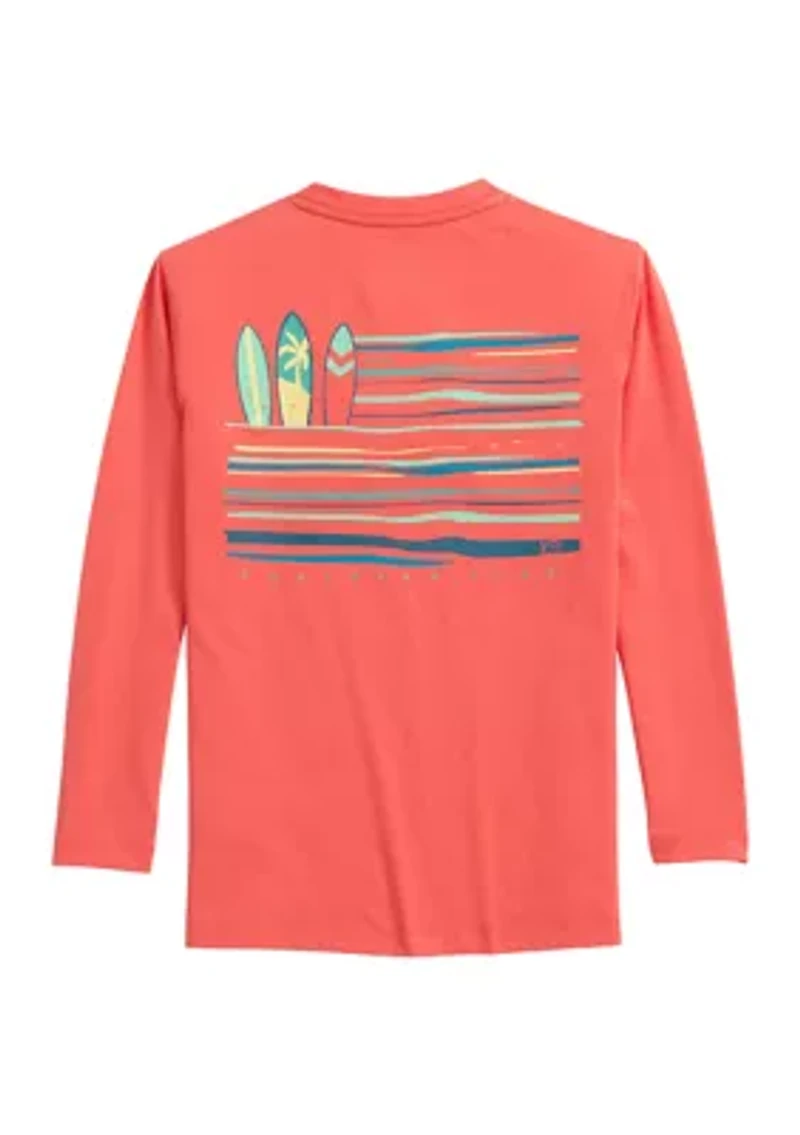 Boys 8-20 Long Sleeve Surfing Stripe Flag Graphic T-Shirt