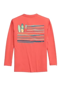 Boys 8-20 Long Sleeve Surfing Stripe Flag Graphic T-Shirt
