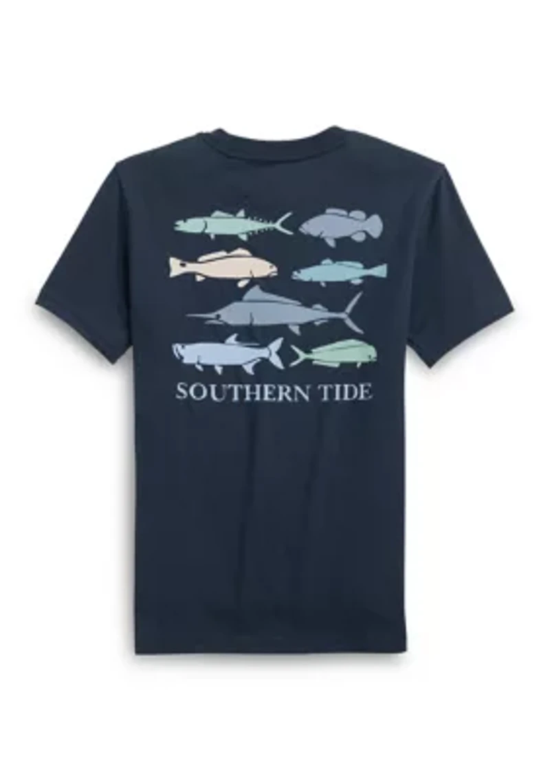 Boys 8-20 Fish Stamp Short Sleeve T-Shirt