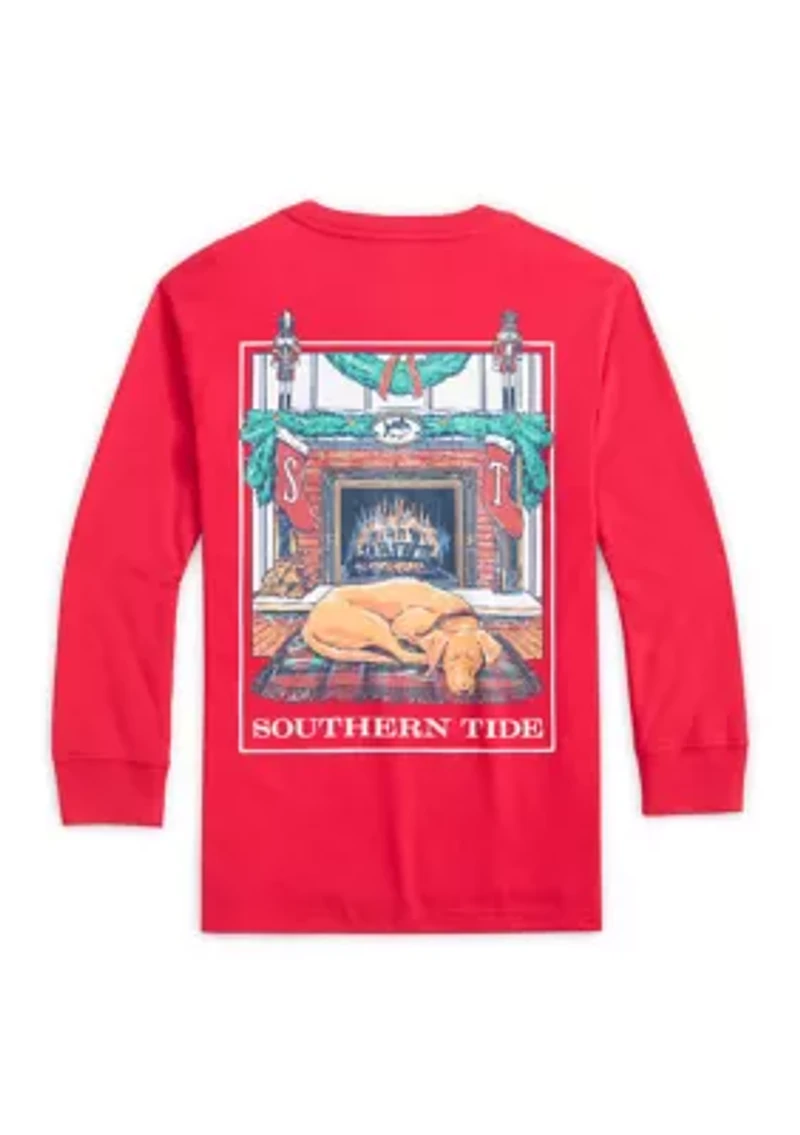 Boys 8-20 Youth Cozy Fireplace Long Sleeve Tee