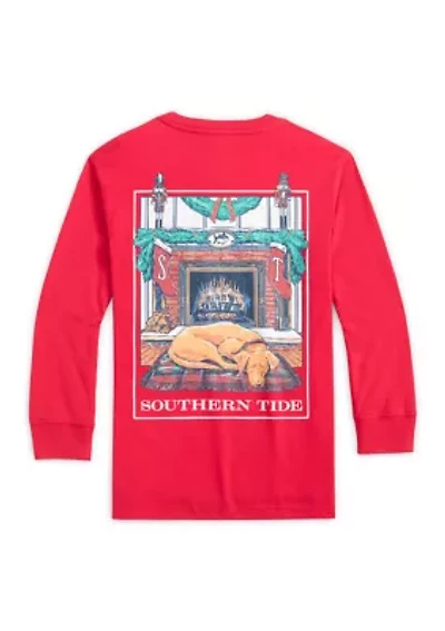 Boys 8-20 Youth Cozy Fireplace Long Sleeve Tee