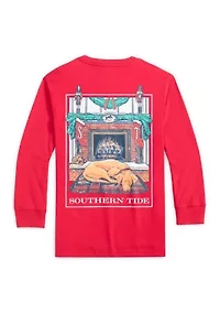Boys 8-20 Youth Cozy Fireplace Long Sleeve Tee