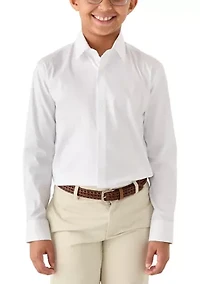 Boys 8-20 Solid White Long Sleeve Woven Shirt