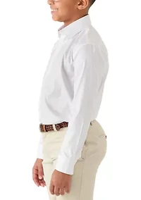 Boys 8-20 Solid White Long Sleeve Woven Shirt