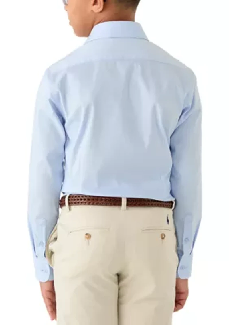 Boys 8-20 Solid Blue Long Sleeve Woven Shirt
