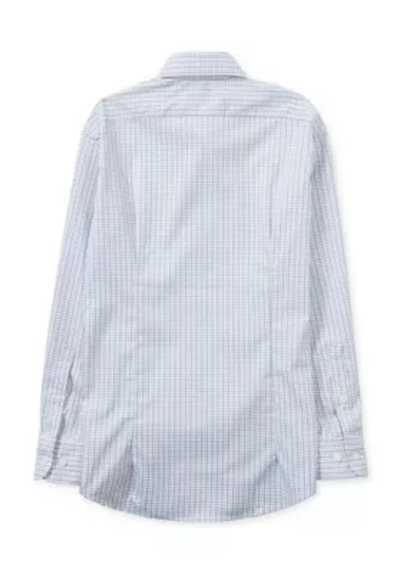 Boys 8-20 White/Blue Plaid Dress Shirt