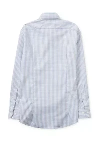 Boys 8-20 White/Blue Plaid Dress Shirt