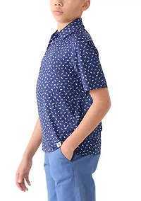 Boys 8-20 Short Sleeve Dog Print Polo Shirt