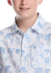 Boys 8-20 Printed Palm Woven Shirt