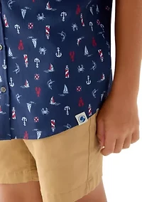 Boys 8-20 Patriotic Nautical Print Woven Button Up Shirt