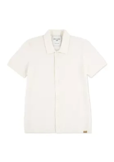 cotton short sleeve textured knit shirt
