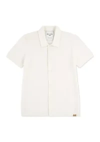 cotton short sleeve textured knit shirt