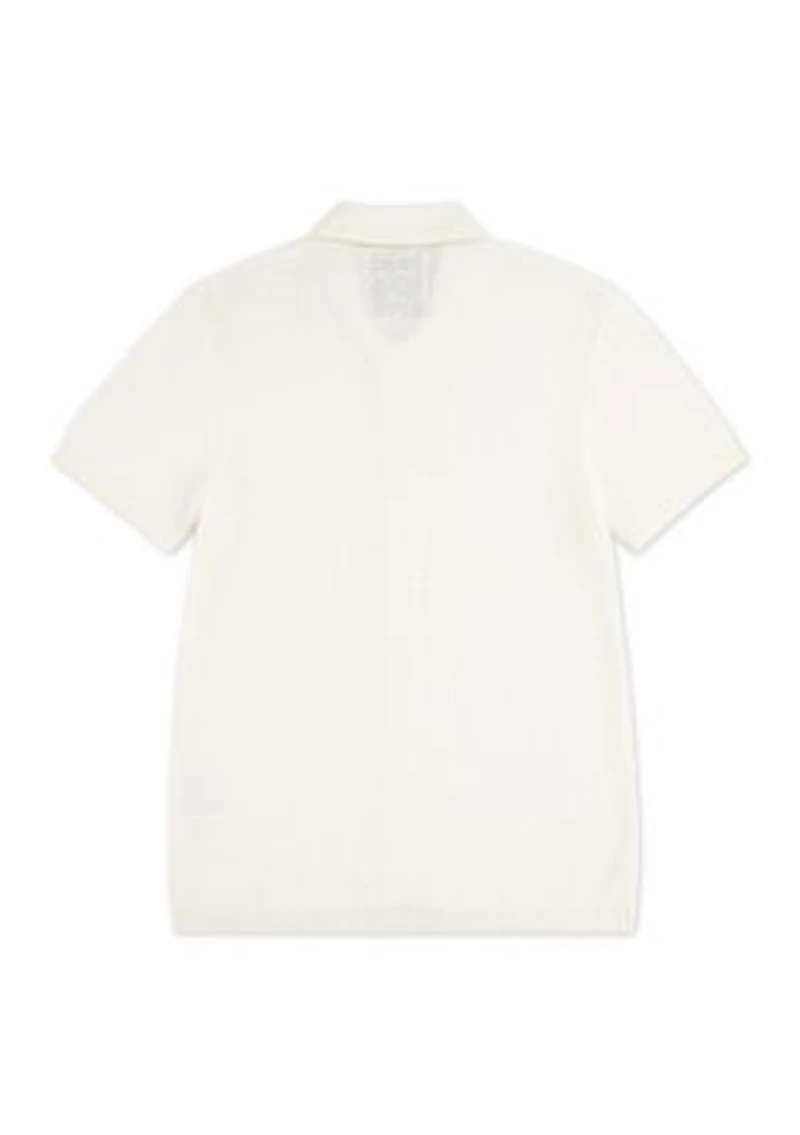 cotton short sleeve textured knit shirt