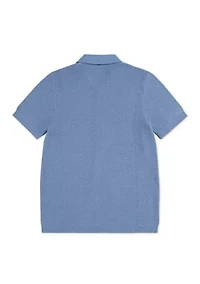 cotton short sleeve textured knit shirt