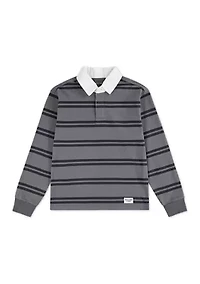long sleeve rugby stripe polo shirt