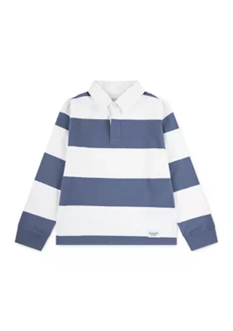 long sleeve rugby stripe polo shirt