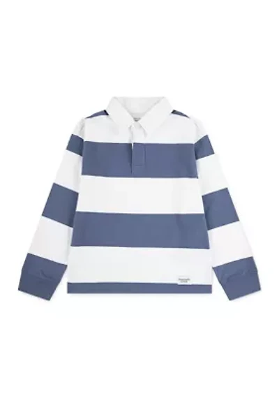 long sleeve rugby stripe polo shirt