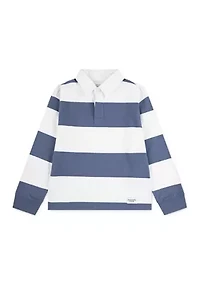 long sleeve rugby stripe polo shirt
