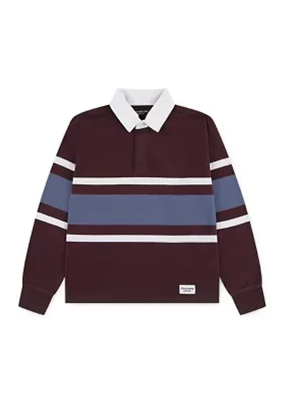 long sleeve rugby stripe polo shirt