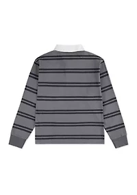 long sleeve rugby stripe polo shirt