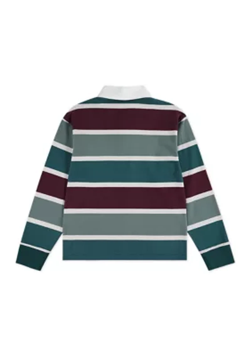 long sleeve rugby stripe polo shirt