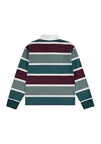long sleeve rugby stripe polo shirt
