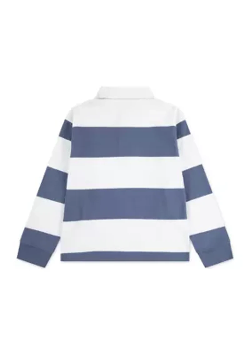 long sleeve rugby stripe polo shirt
