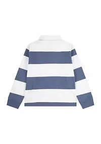 long sleeve rugby stripe polo shirt