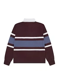 long sleeve rugby stripe polo shirt