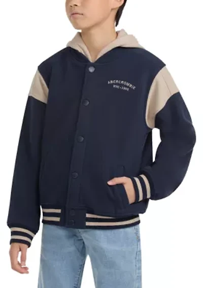 fleece hooded bomber jacket