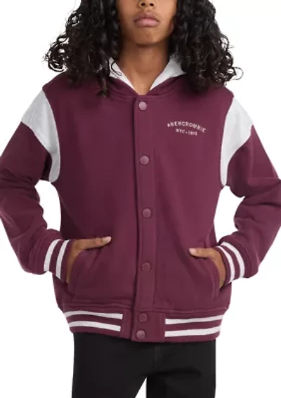 fleece hooded bomber jacket