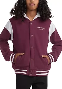 fleece hooded bomber jacket