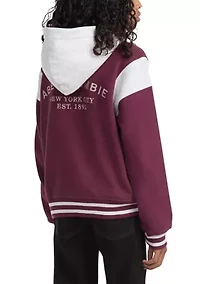 fleece hooded bomber jacket