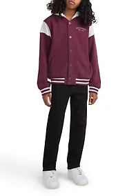 fleece hooded bomber jacket