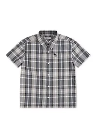 short sleeve plaid woven shirt