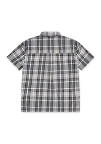 short sleeve plaid woven shirt