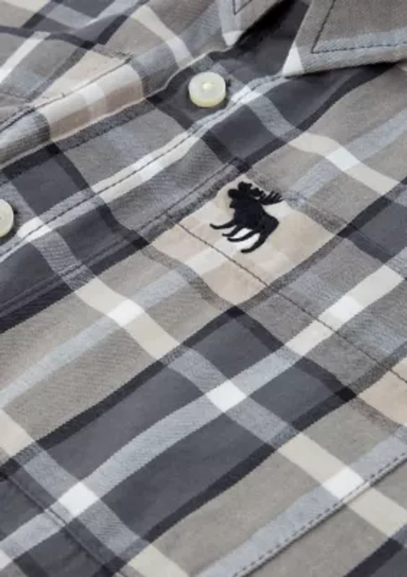 short sleeve plaid woven shirt