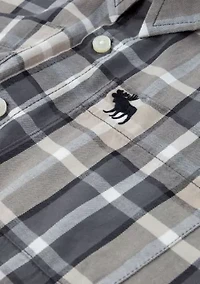 short sleeve plaid woven shirt